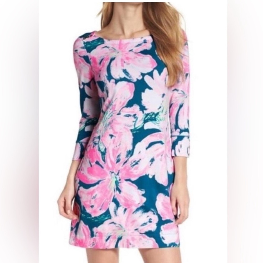 LILLY PULITZER Dress Pink Hibiscus Sophie Beach Fashion Resort Floral Wear SALE
